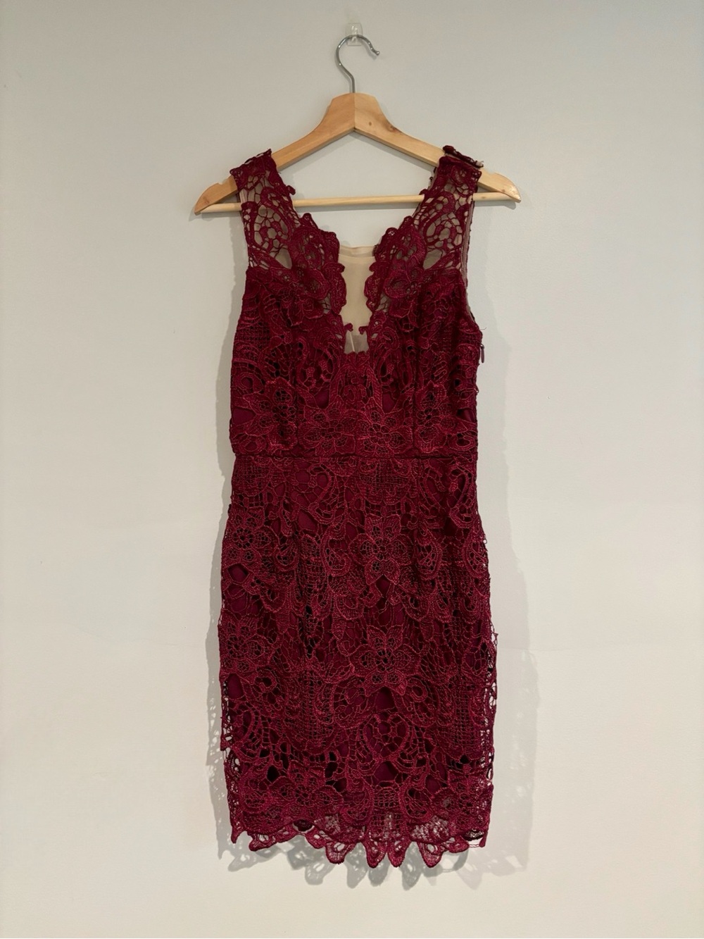 Lulu's Burgundy/Wine Lace Mini Dress